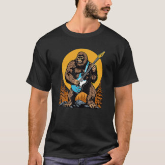 Bigfoot Sasquatch Grappige Rock Elektrische Gitaar T-shirt