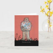 Bigfoot Sasquatch Grateful Liefde Vriendschap Grap Kaart (Gele Bloem)