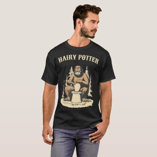 Bigfoot Sasquatch Hairy Potter Funny Pottery Ceram T-shirt (Voorkant volledig)
