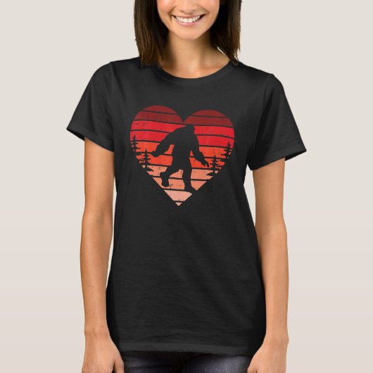 Bigfoot Sasquatch Heart Retro Valentijnsdag Mannen T-shirt (Voorkant)
