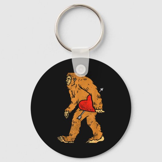 Bigfoot Sasquatch Heart With Arrow Funny Valentine Sleutelhanger (Voorkant)
