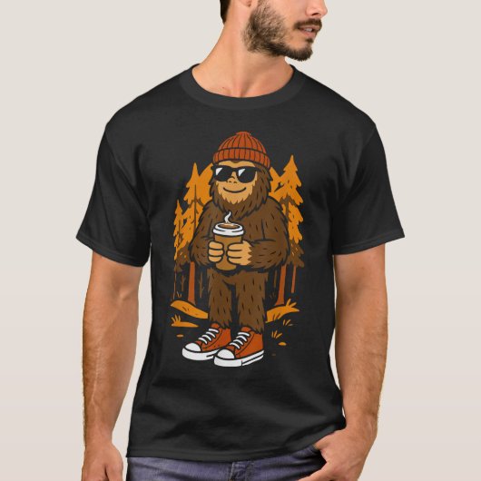Bigfoot Sasquatch Hipster Mannen Dames Kinder T-shirt (Voorkant)