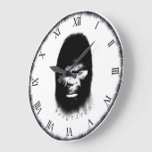 BIGFOOT SASQUATCH HOOFDPORTRAIT ZWARTE EN WITTE GROTE KLOK (Hoek)