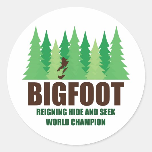 Bigfoot Sasquatch Huid en Seek World Champion Ronde Sticker (Voorkant)