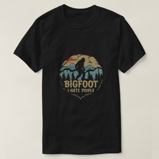 Bigfoot Sasquatch Ik haat mensen T-shirt (Design voorkant)