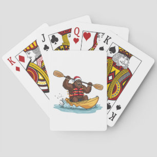 Bigfoot Sasquatch Kajakvaren Kerst Water Sport  Pokerkaarten