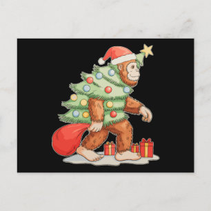 Bigfoot Sasquatch Kerstboom Kerstlichten Feestdagenkaart