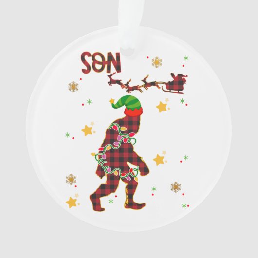 Bigfoot Sasquatch - kerstfamilie  Ornament (voorkant)