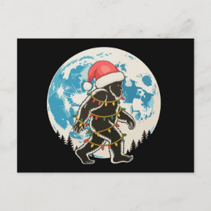 Bigfoot Sasquatch Kerstman Maan Kerstverlichting K Feestdagenkaart