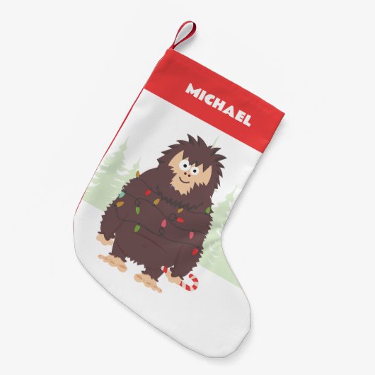 Bigfoot Sasquatch Kerstmis Kleine Kerstsok (Voorkant (Hangend))