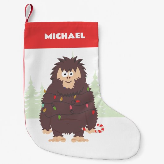 Bigfoot Sasquatch Kerstmis Kleine Kerstsok (Voorkant)