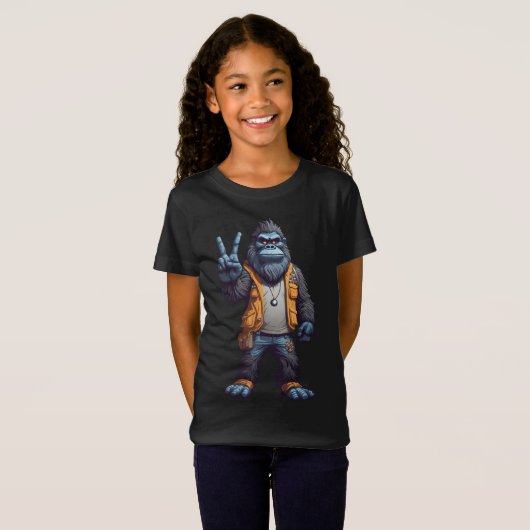 Bigfoot Sasquatch Knipperend Vredesbord T-shirt (Voorkant volledig)