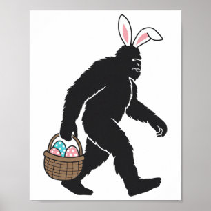 Bigfoot Sasquatch Konijnenoren Draagt Paasei B Poster