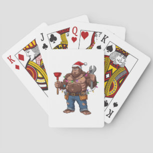 Bigfoot Sasquatch Loodgieter Kerstmis 2026 Vakanti Pokerkaarten