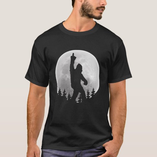 Bigfoot Sasquatch met middelste vinger en volle ma T-shirt (Voorkant)