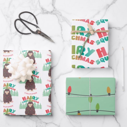 Bigfoot Sasquatch met naam papierbladen overvullen Inpakpapier Vel (Voorkant)