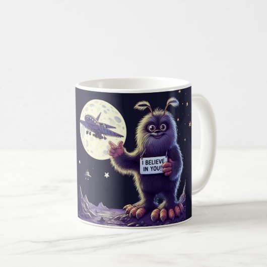 Bigfoot Sasquatch Moon Yeti geloof Koffiemok (Voorkant rechts)