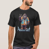 Bigfoot Sasquatch Peace Out-teken T-shirt (Voorkant)