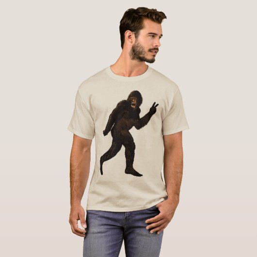 Bigfoot Sasquatch Peace Sign T-shirt (Voorkant volledig)