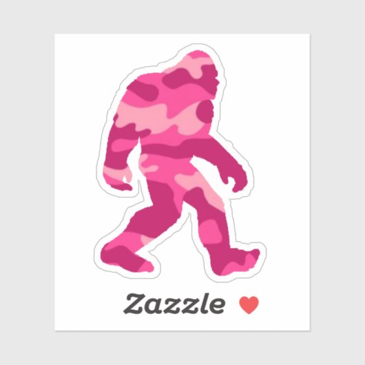 Bigfoot Sasquatch Pink Camo Sticker (Vel)