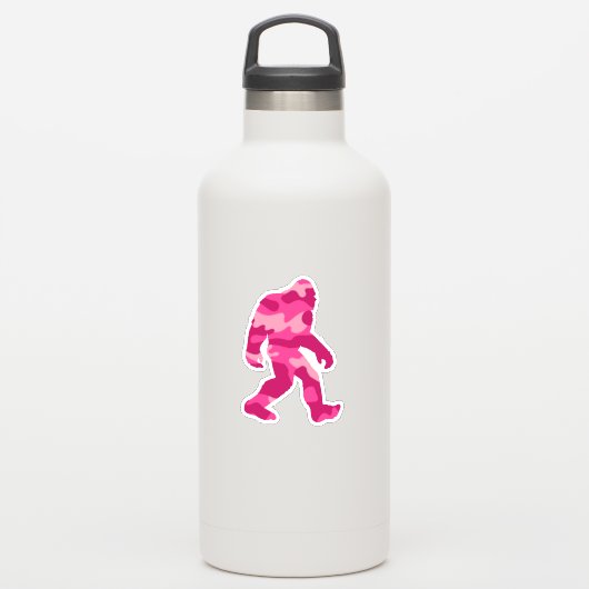 Bigfoot Sasquatch Pink Camo Sticker (Waterfles)
