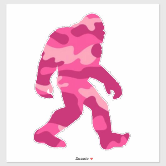 Bigfoot Sasquatch Pink Camo Sticker (Vel)