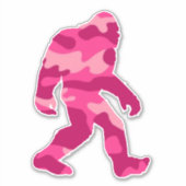 Bigfoot Sasquatch Pink Camo Sticker (Voorkant)