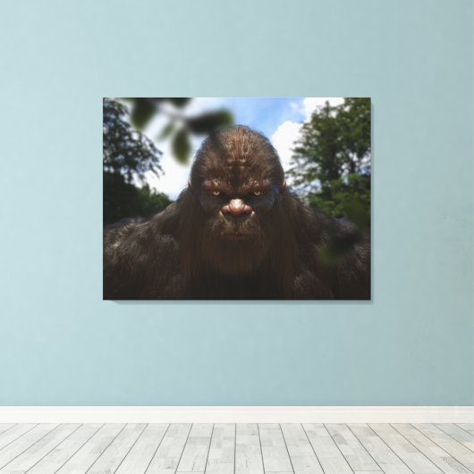 BIGFOOT SASQUATCH PORTRAT CANVAS AFDRUK (Insitu (Houten vloer))