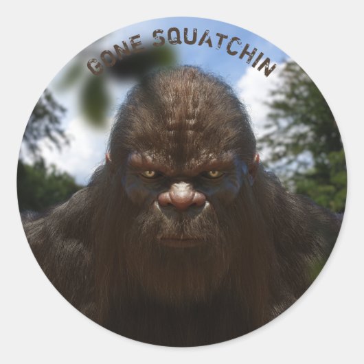 BIGFOOT SASQUATCH PORTRAT RONDE STICKER (Voorkant)