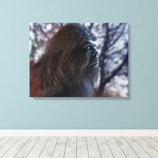 BIGFOOT SASQUATCH PORTRET IN PROFIEL OP DUSK III CANVAS AFDRUK (Insitu (Houten vloer))