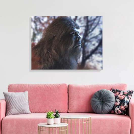 BIGFOOT SASQUATCH PORTRET IN PROFIEL OP DUSK III CANVAS AFDRUK (Insitu (Woonkamer))