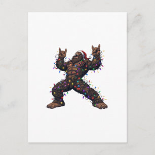 Bigfoot Sasquatch Prettig Metal Kerst Rock  Briefkaart