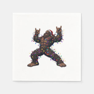 Bigfoot Sasquatch Prettig Metal Kerst Rock Servet