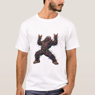 Bigfoot Sasquatch Prettig Metal Kerst Rock T-shirt
