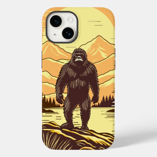 Bigfoot Sasquatch Retro Art gepersonaliseerd Case-Mate iPhone Case (Achterkant)