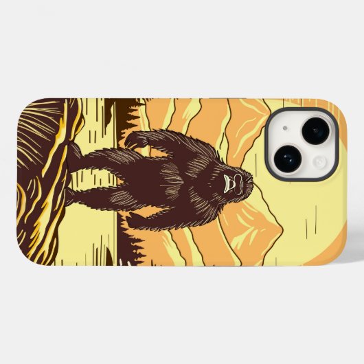 Bigfoot Sasquatch Retro Art gepersonaliseerd Case-Mate iPhone Case (Achterkant (horizontaal))