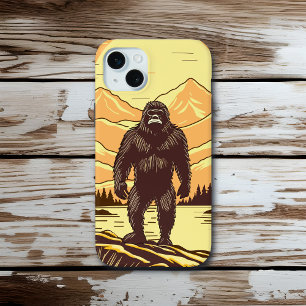 Bigfoot Sasquatch Retro Art gepersonaliseerd iPhone 15 Mini Hoesje