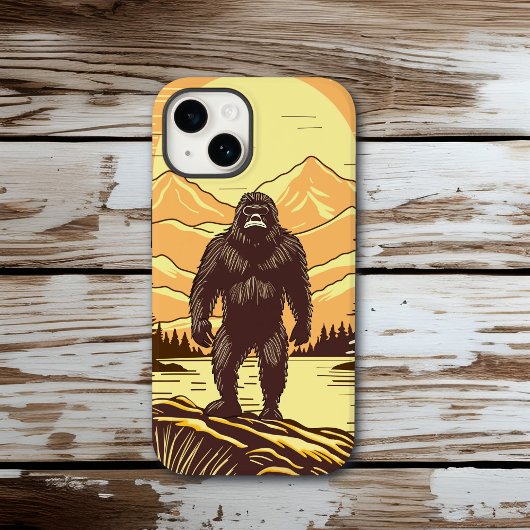 Bigfoot Sasquatch Retro Art gepersonaliseerd Case-Mate iPhone Case