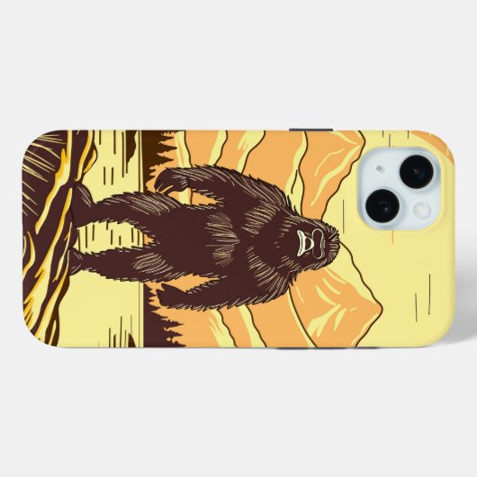 Bigfoot Sasquatch Retro Art gepersonaliseerd Case-Mate iPhone Case (Achterkant (horizontaal))
