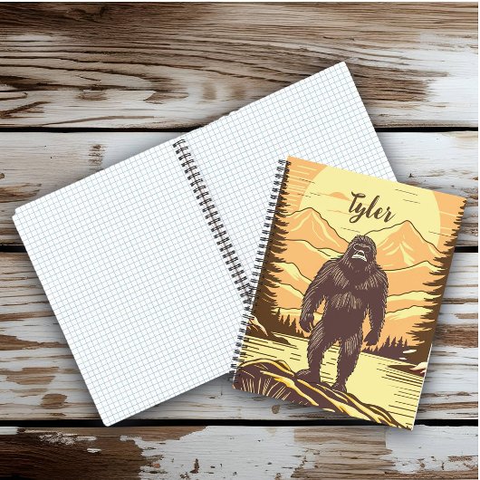 Bigfoot Sasquatch Retro Art gepersonaliseerd Notitieboek