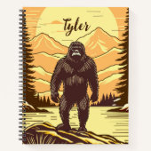 Bigfoot Sasquatch Retro Art gepersonaliseerd Notitieboek (Voorkant)