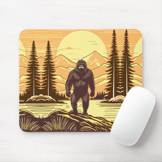 Bigfoot Sasquatch Retro Art Muismat (Met muis)