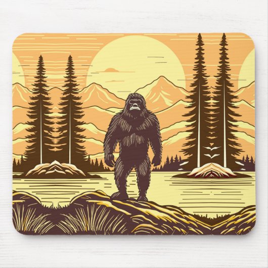 Bigfoot Sasquatch Retro Art Muismat (Voorkant)
