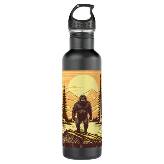 Bigfoot Sasquatch Retro Art Waterfles (Voorkant)