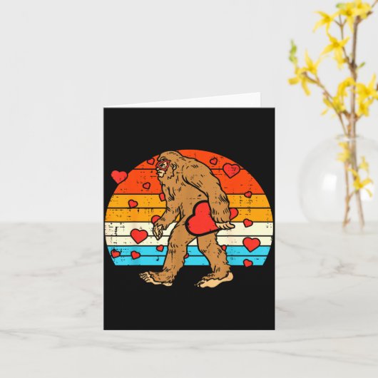 Bigfoot Sasquatch Retro Heart Funny Valentines Day Kaart (Gele Bloem)