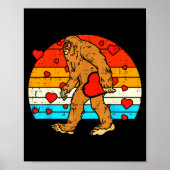 Bigfoot Sasquatch Retro Heart Funny Valentines Day Poster (Voorkant)