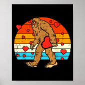 Bigfoot Sasquatch Retro Heart Funny Valentines Day Poster (Voorkant)