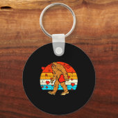 Bigfoot Sasquatch Retro Heart Funny Valentines Day Sleutelhanger (Voorkant)