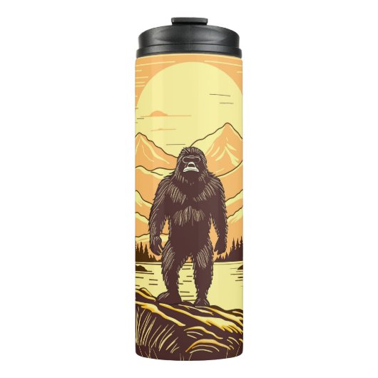 Bigfoot Sasquatch Retro Kunst Thermosbeker (Voorkant)
