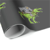 Bigfoot Sasquatch Riding Dinosaur T rex Cadeaupapier (Rol Hoek)